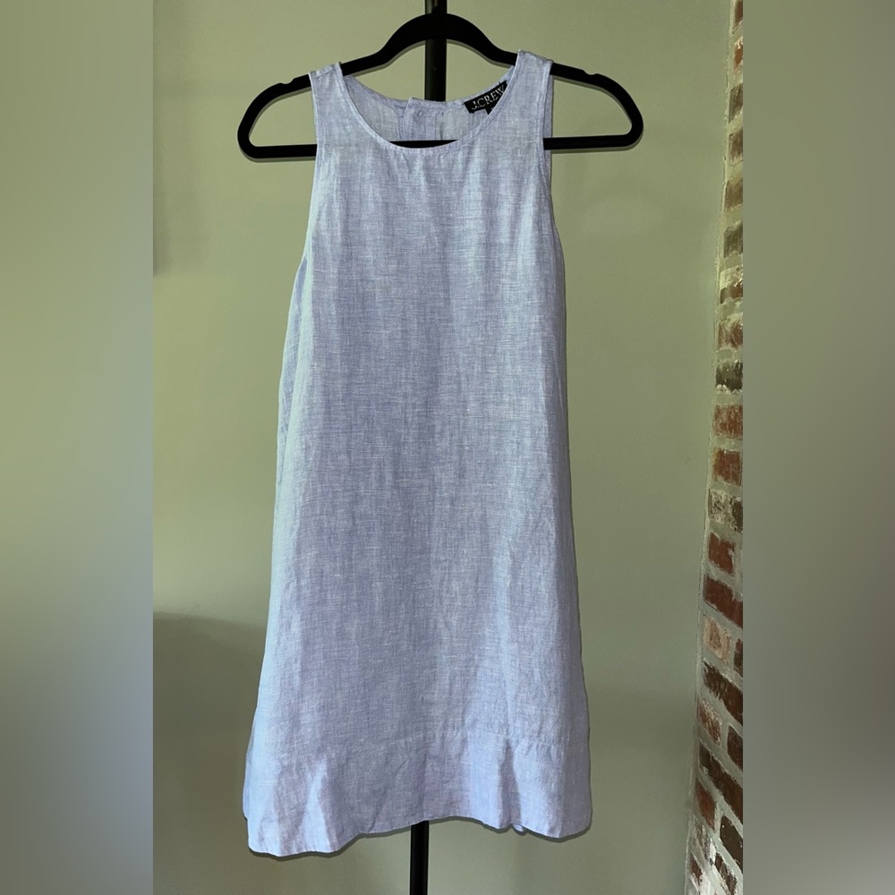 J.crew Maxine button-back dress in linen in French blue  NWT | size XS